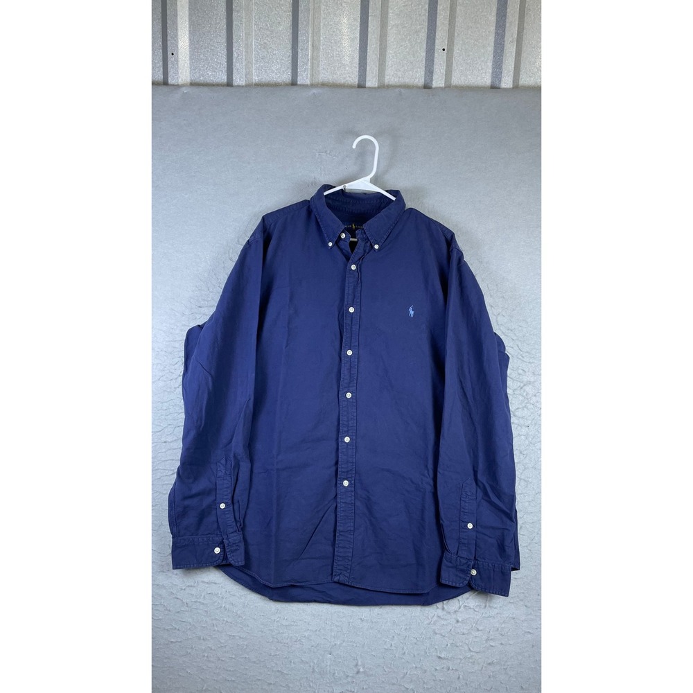 Ralph Lauren Button Down Shirt Mens XXL Blue Excellent Long Sleeve Pony Logo